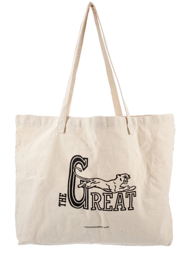 The Great Canvas Tote Bag In Natural With Black Graphic